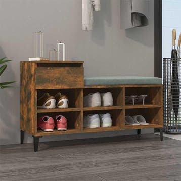 vidaXL Schoenenkast 102x36x60 cm bewerkt hout gerookt, Verzenden