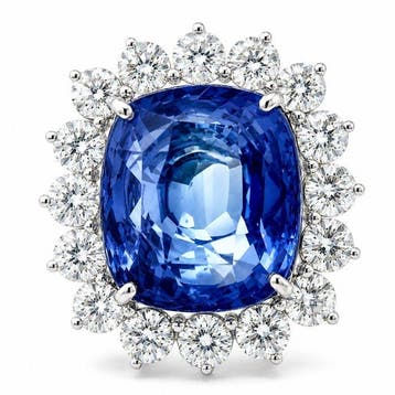 Bague - 18 carats Or blanc - 11.94ct. tw. Saphir - Diamant -