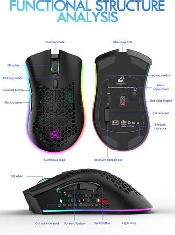 2dekans | ZIYOU LANG X3 Draadloze Gaming Muis - RGB, Informatique & Logiciels, Souris, Ophalen of Verzenden