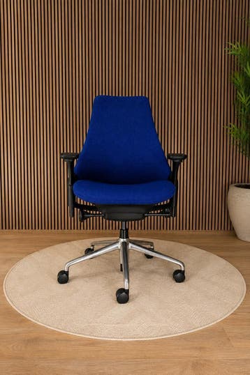 Refurbished Herman Miller Bureaustoel - Blauwe Stof, Zo goed als nieuw, Bureaustoel, Ergonomisch, Verzenden