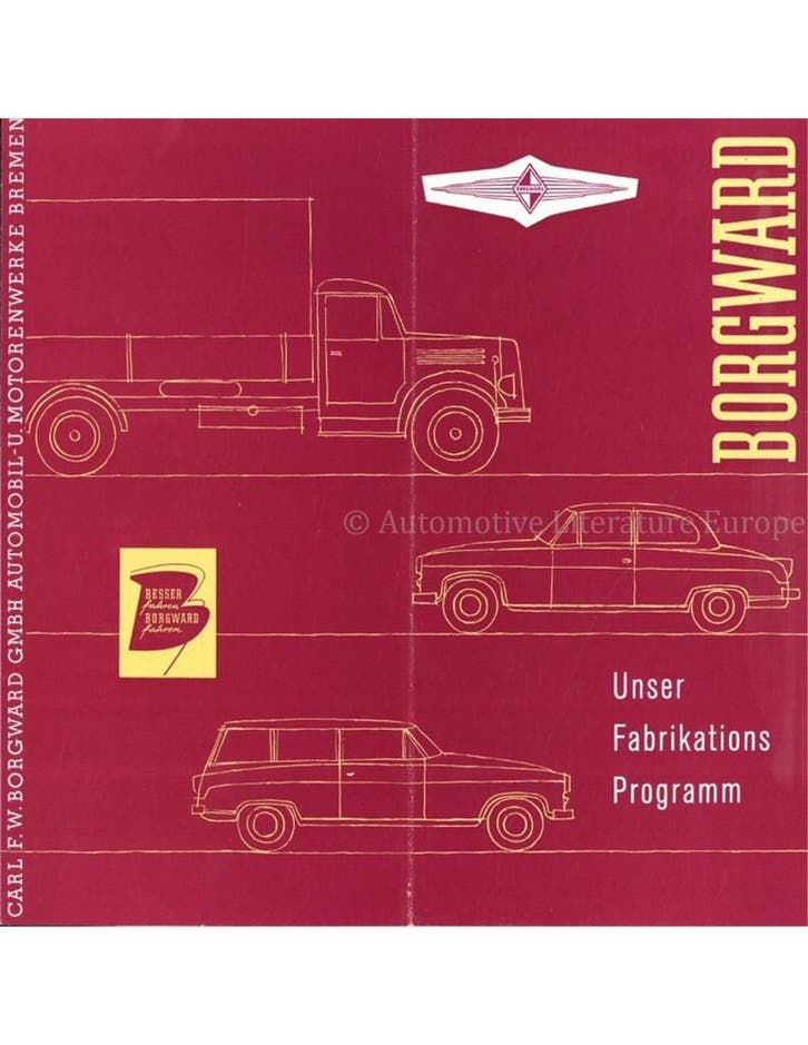 1954 BORGWARD RANGE BROCHURE DUITS, Livres, Autos | Brochures & Magazines