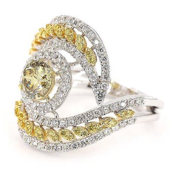 Statement ring - 18 karaat Witgoud - 1.45ct. tw. Geel