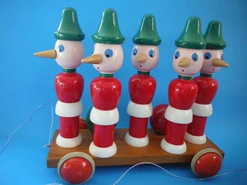 artigianale - Speelgoed pinocchio birillo - 1940-1950 -