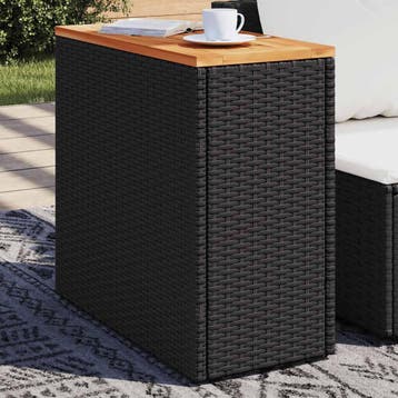 vidaXL Tuintafel met houten blad zwart 58x27,5x55 cm poly, Tuin en Terras, Tuintafels, Verzenden, Nieuw