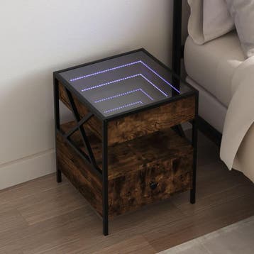 vidaXL Nachtkastje met Infinity LED 40x40x51 cm gerookt, Verzenden, Nieuw