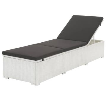 vidaXL Ligbed met kussen poly rattan wit, Verzenden