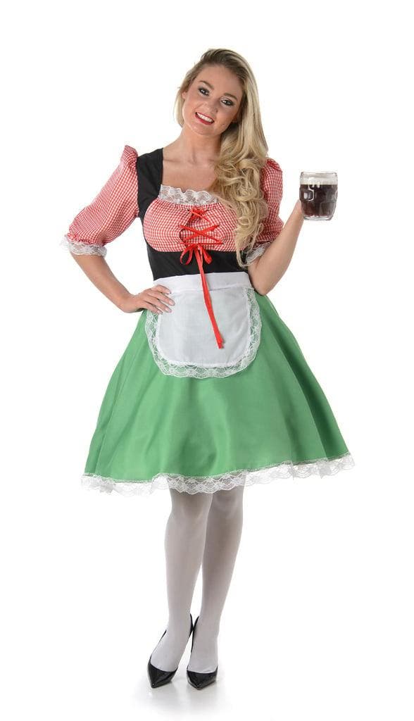 Dirndl Jurk Oktoberfest Rood Groen, Kinderen en Baby's, Carnavalskleding en Verkleedspullen, Nieuw, Verzenden