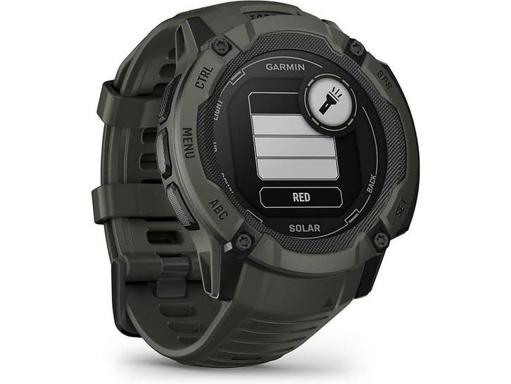 Garmin Instinct 2X Solar 50 mm groen met een groen siliconen, Handtassen en Accessoires, Smartwatches, Zo goed als nieuw, Verzenden