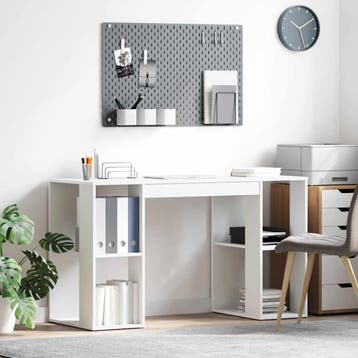 vidaXL Bureau Wit Bewerkt hout 130 x 50,5 x 75 cm, Huis en Inrichting, Verzenden, Nieuw