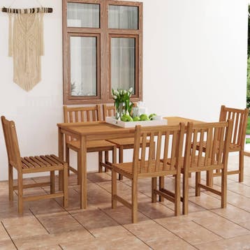 vidaXL 7-delige tuinset 160x80 cm massief teakhout, Verzenden, Nieuw, Tuinset