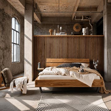 TPT Möbel Caelum Massief Eiken Balkenbed met Bedlades - 140, Maison & Meubles