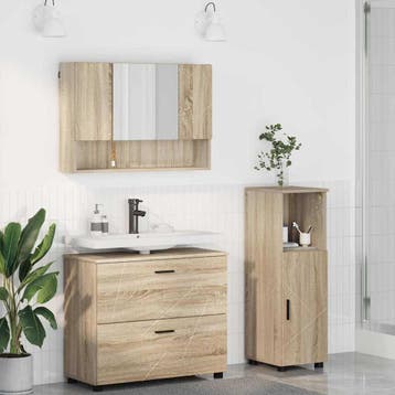 vidaXL Badkamermeubel Set 3 st Sonoma Eik Samengesteld Hout, Verzenden, Nieuw