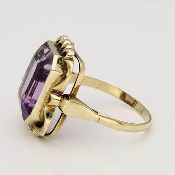 Ring - 14 karaat Geel goud - 7.30ct. tw. Amethist, Nieuw