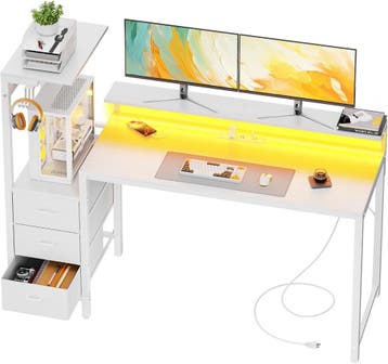 Gaming bureau - Gaming desk - Gaming tafel - 152x50 cm - Wit, Huis en Inrichting, Verzenden, Nieuw