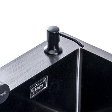 Lendo Online Distributeur de Savon Évier 300 ml Inox Noir, Bricolage & Construction