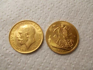 Verenigd Koninkrijk. George V. Sovereign 1911 (2 monete), Timbres & Monnaies