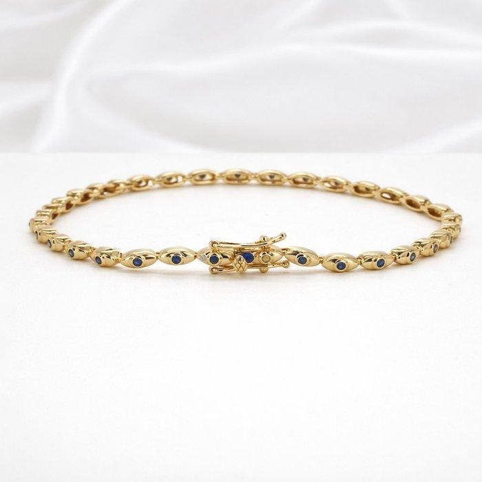 Zonder minimumprijs - Armband Verguld Saffier - Diamant -, Handtassen en Accessoires, Armbanden