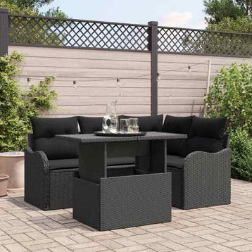 vidaXL Tuinbank Set 5 st Zwart Poly Riet, Verzenden, Nieuw