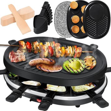 Gourmetstel 8 personen - Raclette - Gourmetplaat - Zwart - K, Verzenden, Nieuw