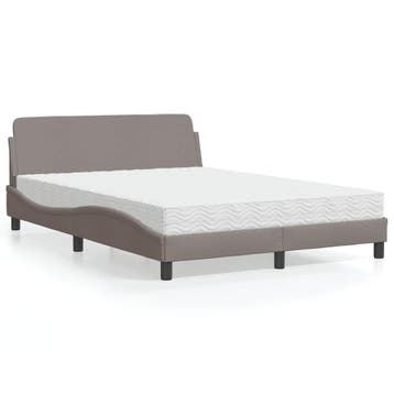 vidaXL Bed met matras Dover stof taupe 140x200 cm, Huis en Inrichting, Verzenden, Nieuw