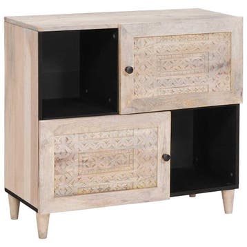 vidaXL Dressoir Bleached White 80 x 33 x 75 cm Massief Mango, Huis en Inrichting, Verzenden, Nieuw