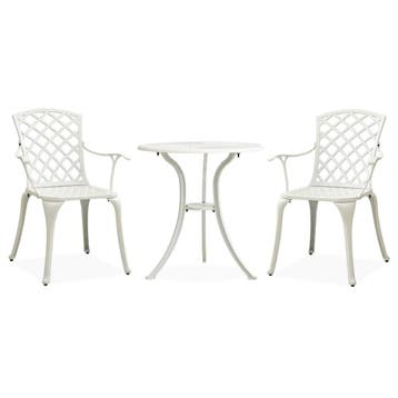 vidaXL 3-delige Bistroset gietaluminium wit, Verzenden, Nieuw