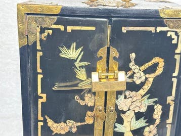 Boîte - Boîte à bijoux vintage chinoise, avec incrustations