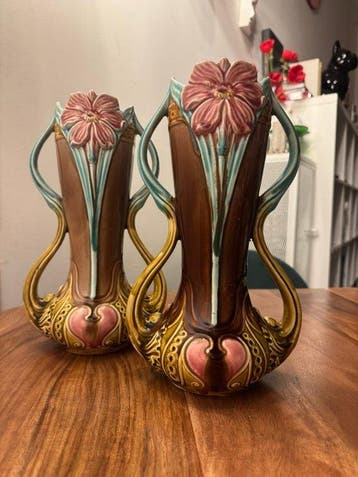 Onnaing - Vaas (2) - Keramiek - Art Nouveau-vazen