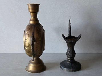 Komplet Secesyjny: wiecznik Skønvirke i Wazon Art Nouveau –, Antiek en Kunst