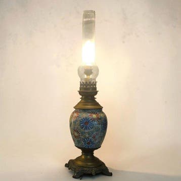 French Antique - Olielamp - Brons, Keramiek