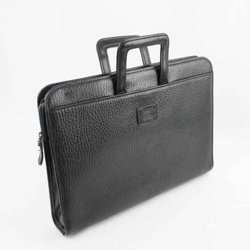 Burberrys - Vintage Black Grained Leather Briefcase Business, Nieuw