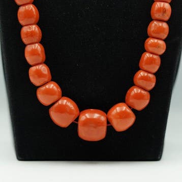 Chaîne - 14 carats Or jaune Corail rouge