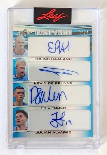 2023 Leaf Treble Winner 8 Autogramme - Haaland, De Bruyne,