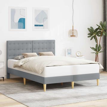 vidaXL Bedframe met hoofdeinde Lichtgrijs 140 x 190 cm Stof, Verzenden, Nieuw