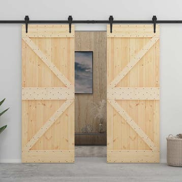 vidaXL Schuifdeur 2 st 90 x 210 cm Massief grenenhout, Verzenden, Nieuw