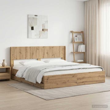 vidaXL Bedframe met opbergruimte en hoofdbord Artisan Oak, Verzenden