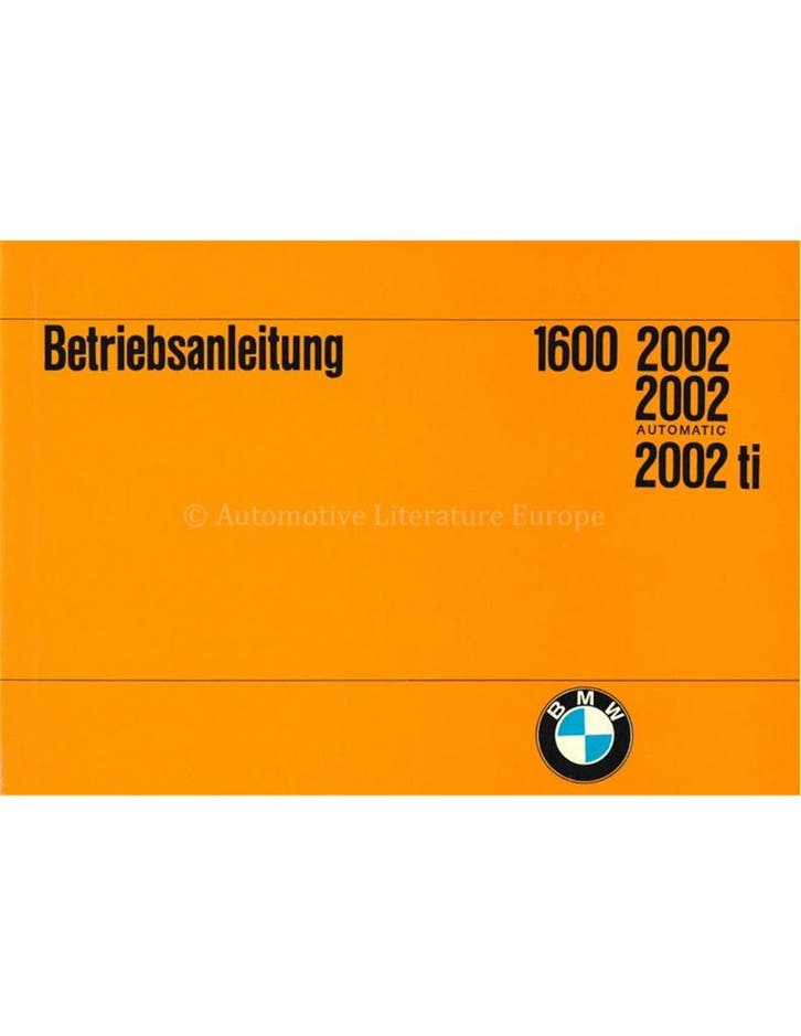 1970 BMW 1600 2002 INSTRUCTIEBOEKJE DUITS, Autos : Divers, Modes d'emploi & Notices d'utilisation