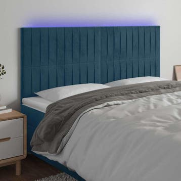 vidaXL Hoofdbord LED 180x5x118/128 cm fluweel donkerblauw, Verzenden, Nieuw