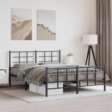 vidaXL Bedframe met hoofd- en voeteneinde metaal zwart, Verzenden, Nieuw