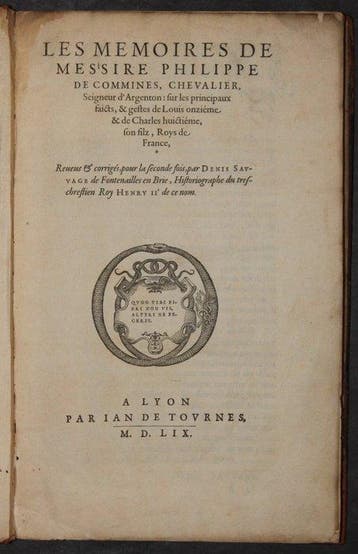 Philippe de Comines - Les memoires. Reveus et corrigés par