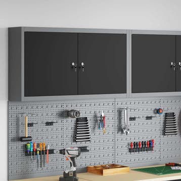 vidaXL Gereedschapskast met plank Zwart en Grijs 100 x 20 x, Verzenden, Nieuw