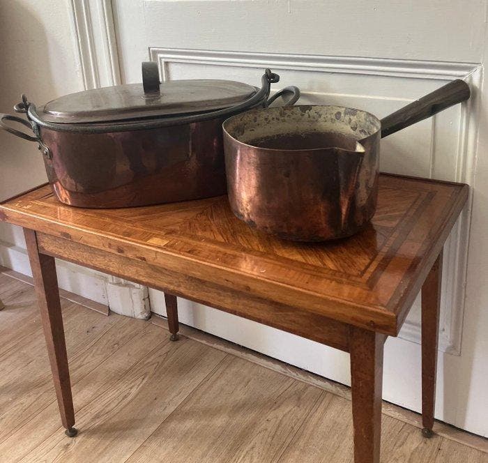 19th century - Kitchenalia - Braadpan (2) - Koper - Een paar, Antiquités & Art, Antiquités | Ustensiles de cuisine