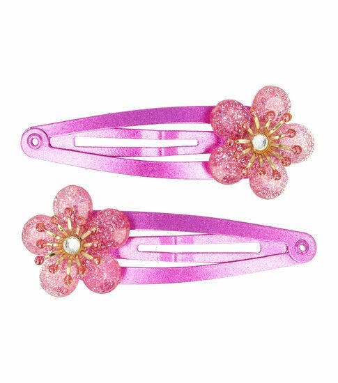 Haarspeld Klikklak 5cm - Bloem - Glitter Steentjes - Roze, Handtassen en Accessoires, Uiterlijk | Haarverzorging