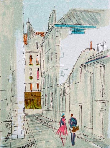 Paul Gabriel Hubert (1929) - Ruelle à Lyon - Lithographie