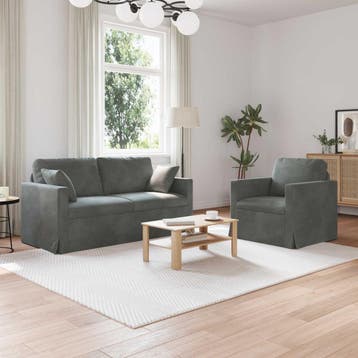vidaXL bank / zetelstel 2 st Donkergrijs Fluweel, Verzenden, Nieuw