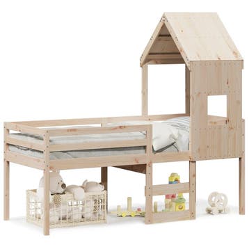 vidaXL Hoogslaper met bedhuis massief grenenhout 80x200 cm, Verzenden, Nieuw