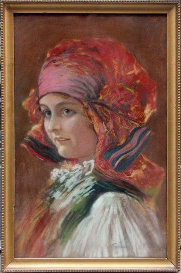 Kamil Vlasdislav Muttich (1873-1924) - Portrait of girl in, Antiquités & Art