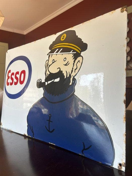 Plaque Emaillée Haddock pour Esso - Émailleries Alsaciennes, Livres, BD