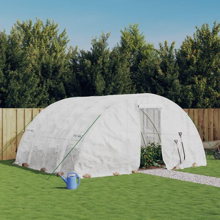 vidaXL Kas met stalen frame wit 20 m² 5x4x2,3 m, Jardin & Terrasse, Serres, Envoi