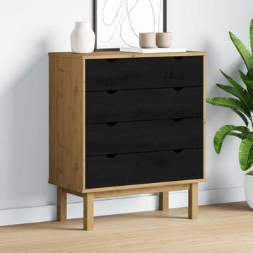 vidaXL Ladekast OTTA Zwart 76,5 x 39,5 x 90 cm Massief, Verzenden